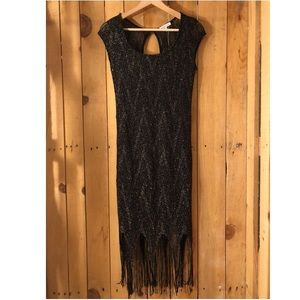 Charlotte Russe Black and gold fringe dress